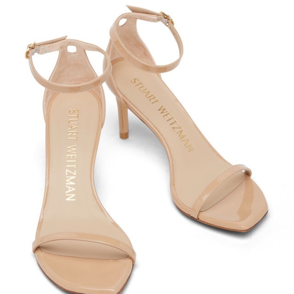 Stuart Weitzman Nudistcurve 75 Adobe Patented Leather